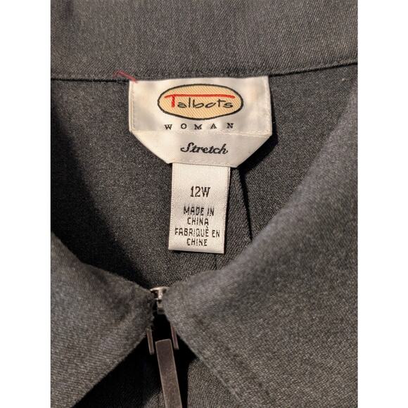 VTG Talbots Gray Stretch Wool Full Zip Front Unlined Jacket Womens Plus Size 12W - Picture 3 of 9